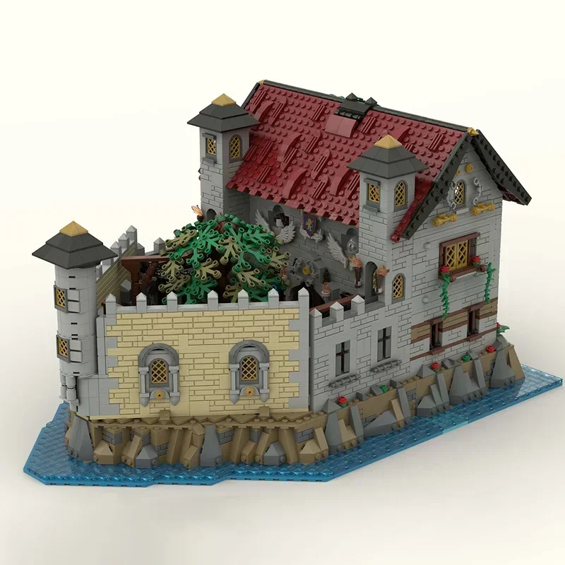 Castelo medieval modelo moc blocos de construção prisão medieval tijolos técnicos diy montagem brinquedos construção para presentes do feriado