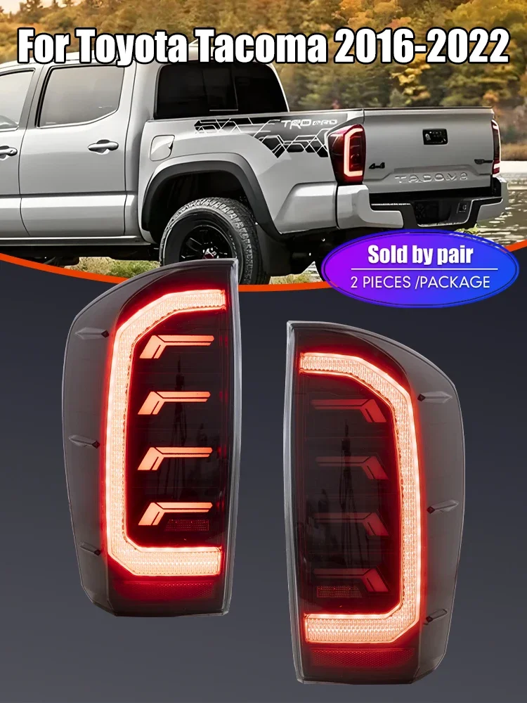 Pair Of LED Tail Lights For Toyota Tacoma 2016-2022 DRL Reverse Brake Turning Signal Plug And Play Car Rear Tail Light Assembly