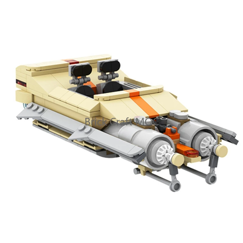 MOC WW-25L Dual Engine Airship Bricks - Iconic Desert Tan & Orange Accents, Space Craft Display Model
