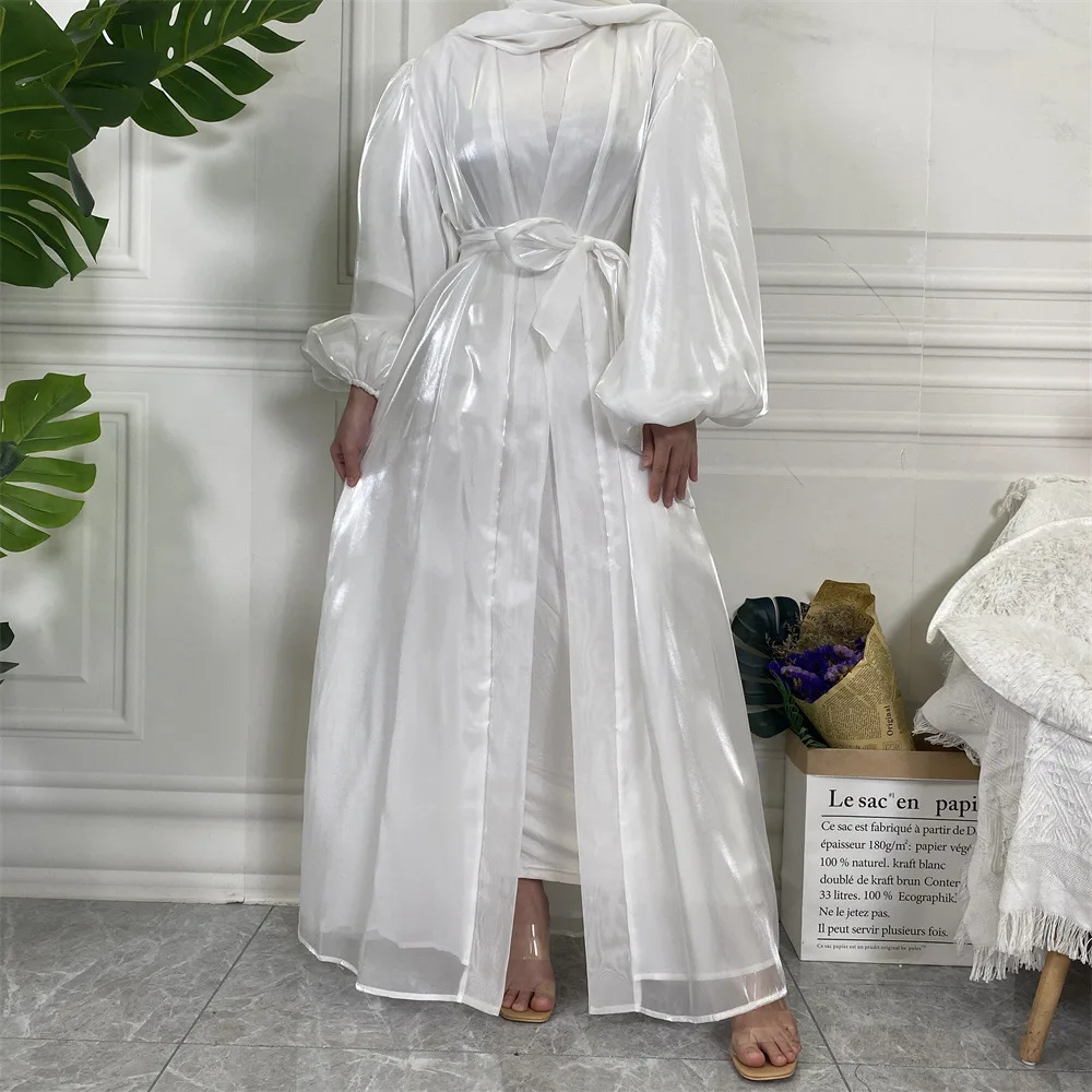 Ramadan brilhante aberto abayas para mulheres vestido muçulmano dubai kaftan kebaya caftan marocain femme robe islam quimono cardigan jalabiya