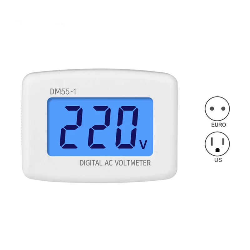 ZK30 AC 80-300V Digital Voltmeter EU US Plug Volt Meter Socket Voltage Tester LCD Display Voltage Meter 110V 220V DM55-1