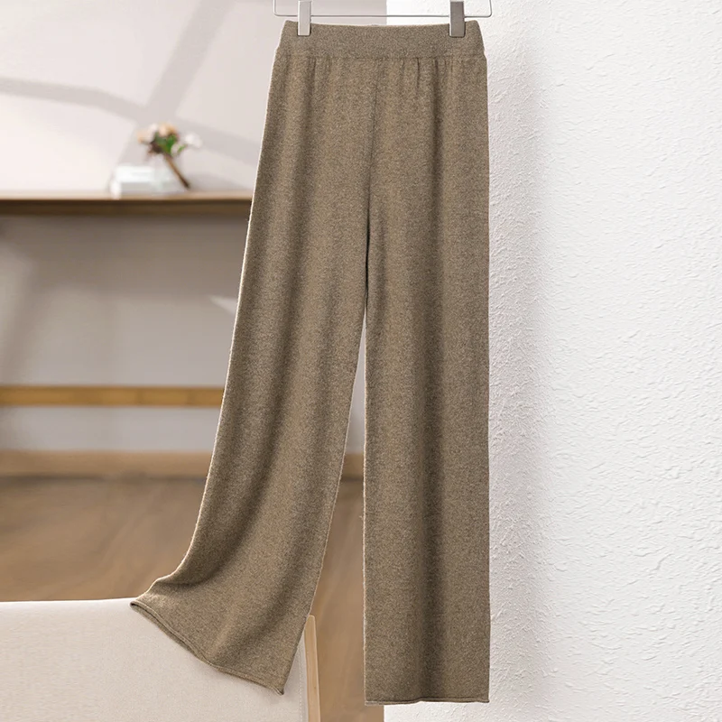 Elasticated 100% Merino wool pants New fall/winter cashmere warehouse women's warm bottom knit pants