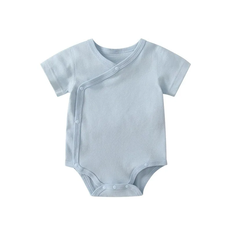 0-3 Months Newborn Baby Onesies Solid Color Cotton Bodysuit Slant Open Button Soft Infant Casual Bebe Clothes For Baby Boy Girl