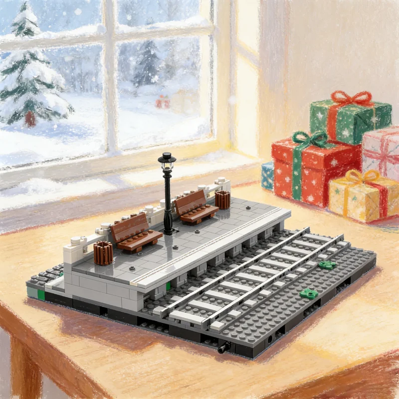 

488pcs MOC City Trains Modular Streetscape Trainstation Seating Model Building Blocks Construction Toy Festival Gift Birthday