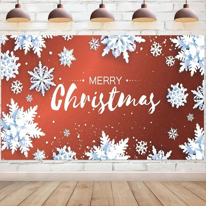 

Merry Christmas Backdrop Banner Snowflake Red Photography Background Scene Setters Party Decoration Photo Booth Mural Props