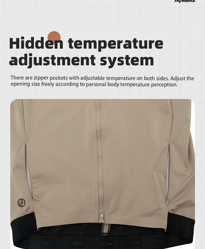 YKYW Herren-Radjacke, winddicht, wasserdicht, langärmelig, MTB, Fahrradmantel, Fahrradsport, Windjacke, Doppelreißverschluss, Radtrikot – Detail 6