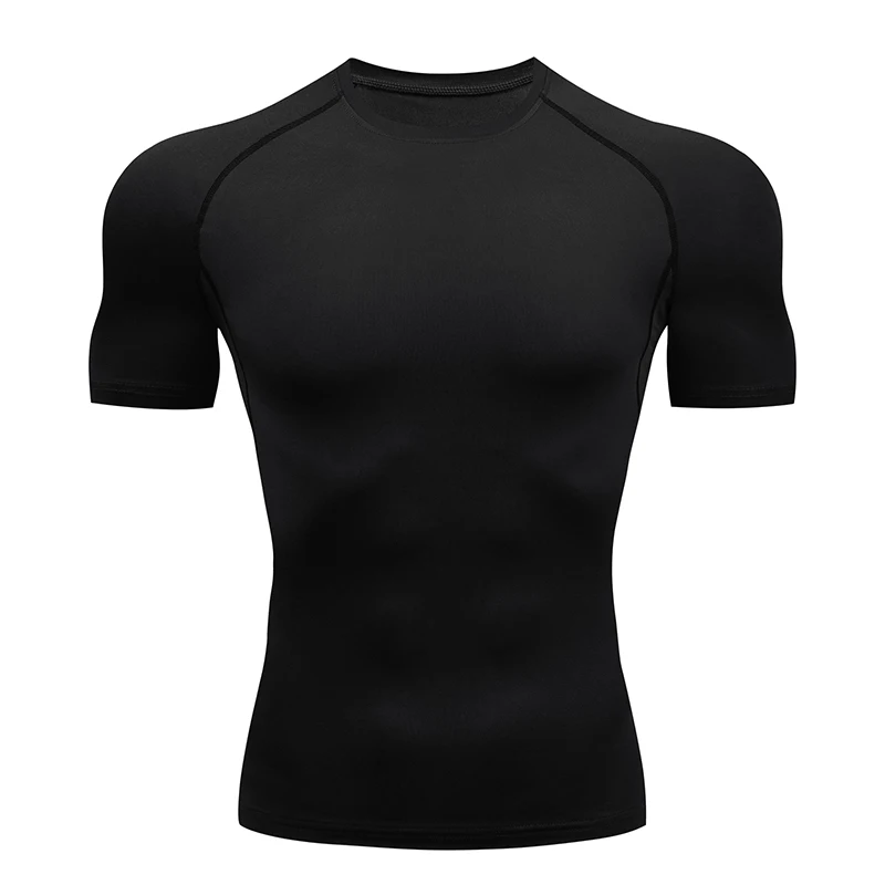 Herren Gym Sport T-Shirt Kompression Elastisch Schnelltrocknend Eng Anliegend Schweißableitend Atmungsaktiv Jogging Laufen Fitness Athletik Workout Tee