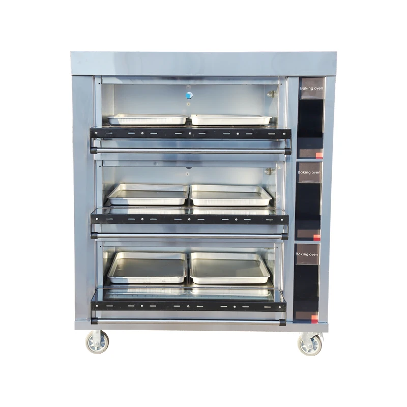 Professional Digital Control Stainless Steel 3 Decks 6 Trays Commercial Electric Oven for Sale