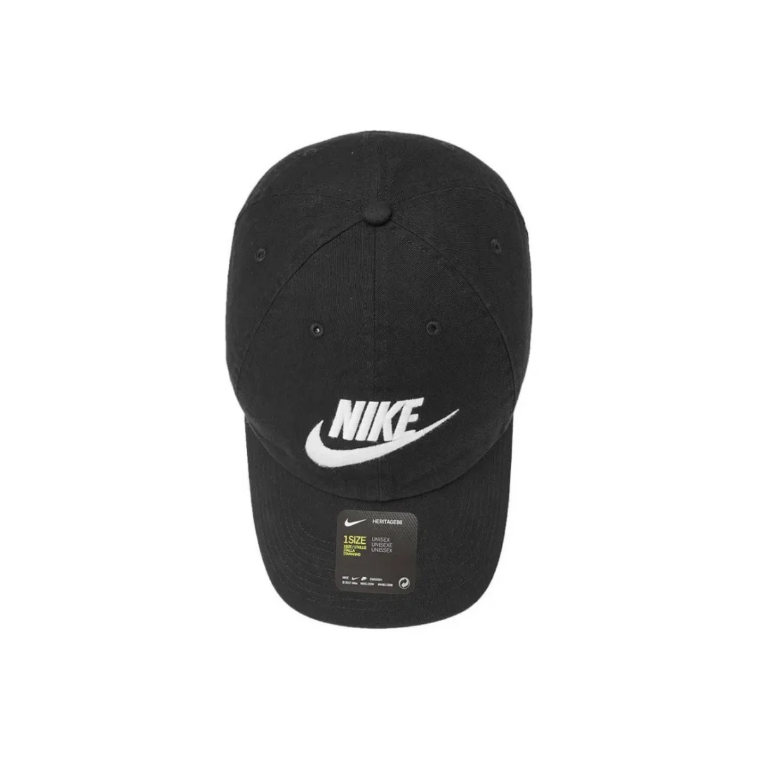 Nike Big Logo Sports Baseball Cap for Men and Women Couples Suitable for Head Circumference 55-60 Black and White