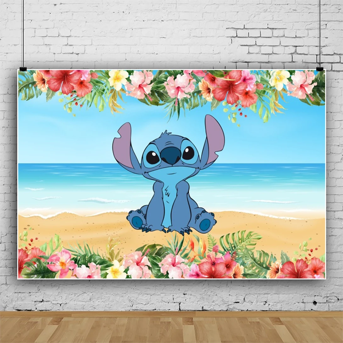 Stitch-Fondo de Lilo para fotografía, decoración de Baby Shower, cumpleaños, accesorios de fiesta, suministros de estudio fotográfico