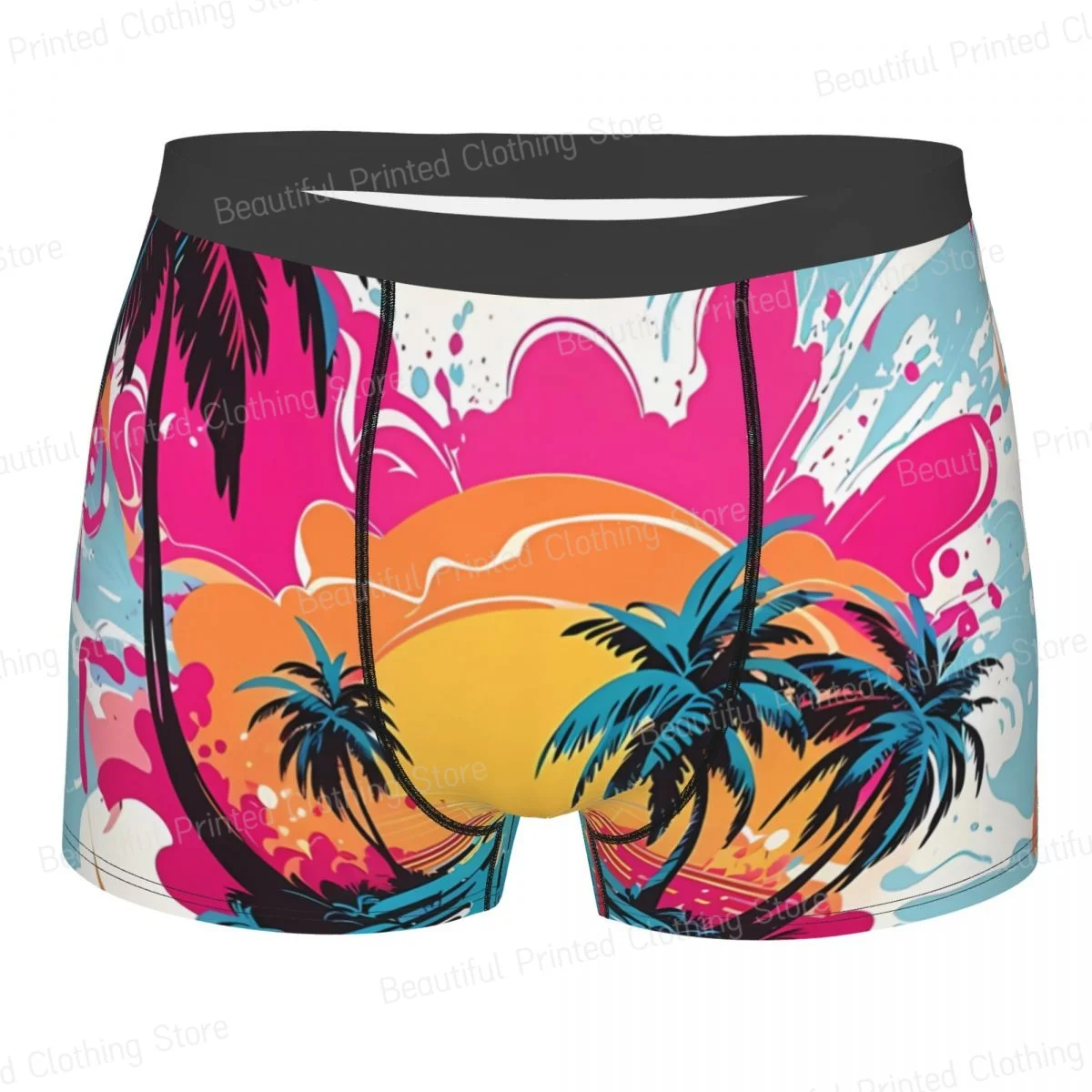 

The Graffiti Palm Pattern Man's Boxer Briefs Underpants Graffiti Art Pattern Highly Breathable High Quality Birthday Gifts