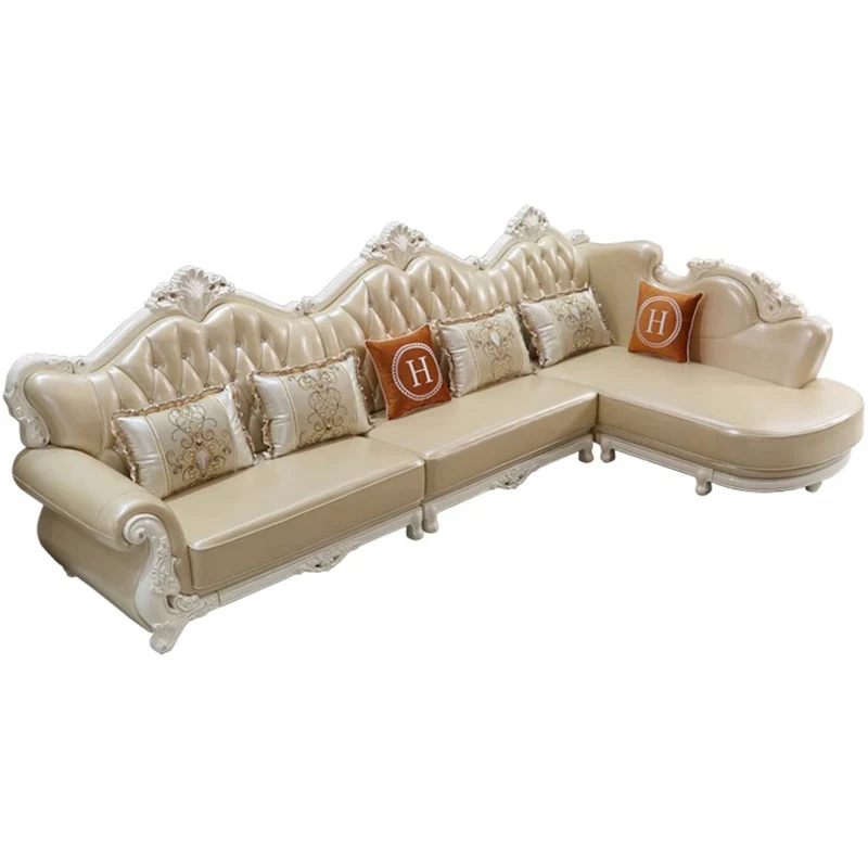 

Customizable sofa combination full solid wood carving flower 3.66 meters large and small apartment simple European furniture