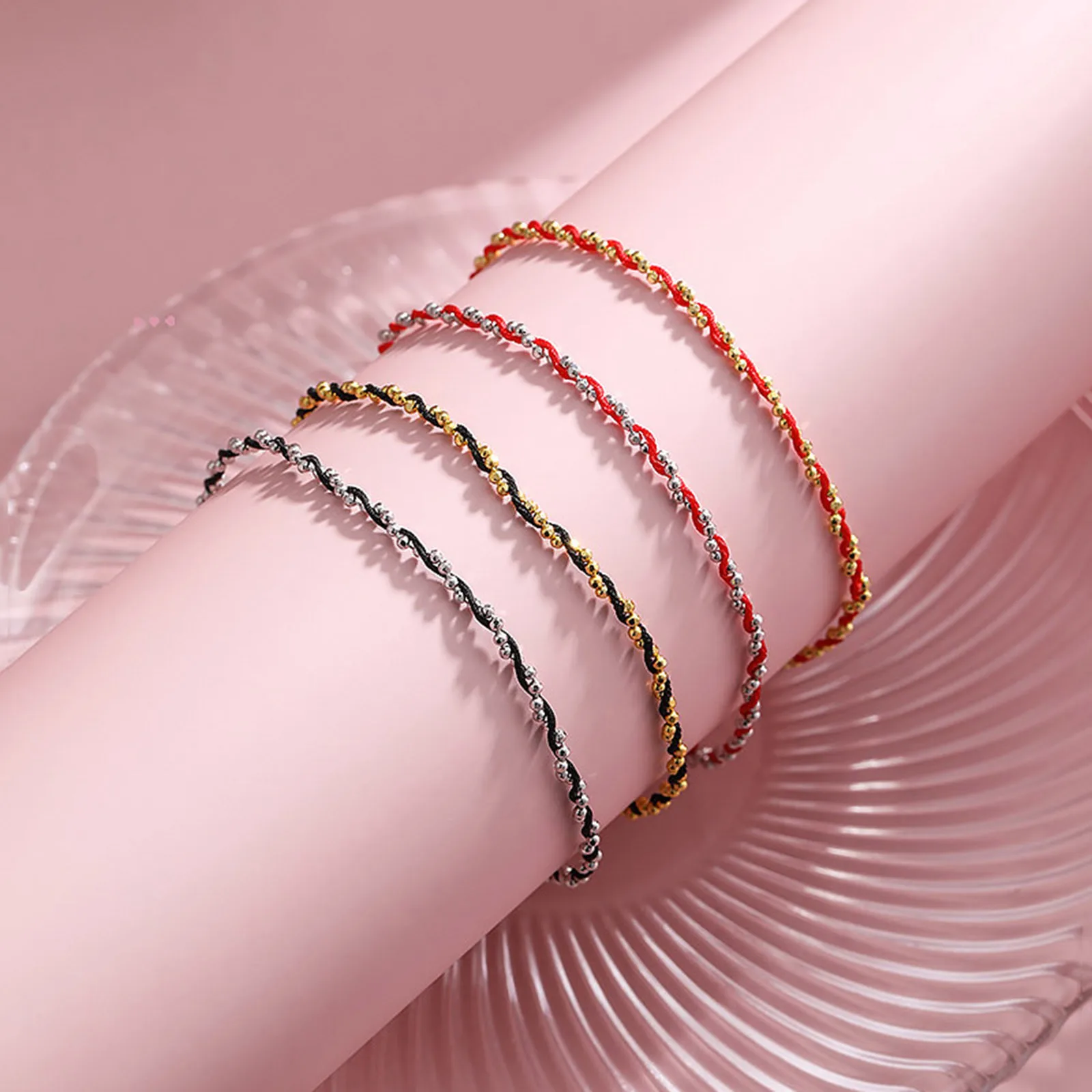 Copper Simple Bracelets Good Lucky Beads Couple Bracelet Men Women Red Rope Braided Bracelet Ball Bracelet 15cm(5 7/8