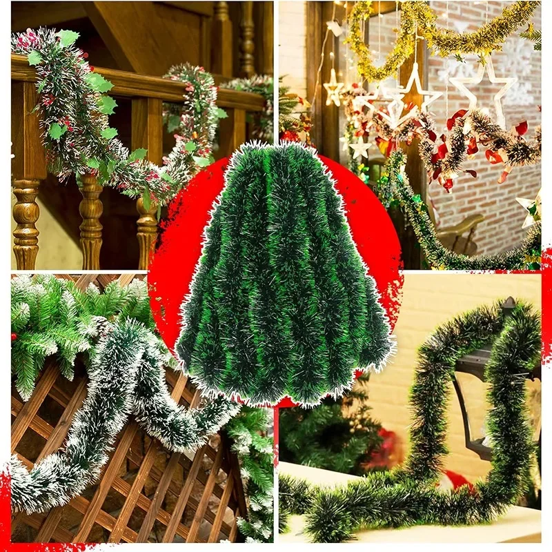 2/20M Christmas Ribbon Garland Green Cane Ribbon Garland DIY Xmas Tree Hanging Pendent Wedding Party Home Decoration Supplies