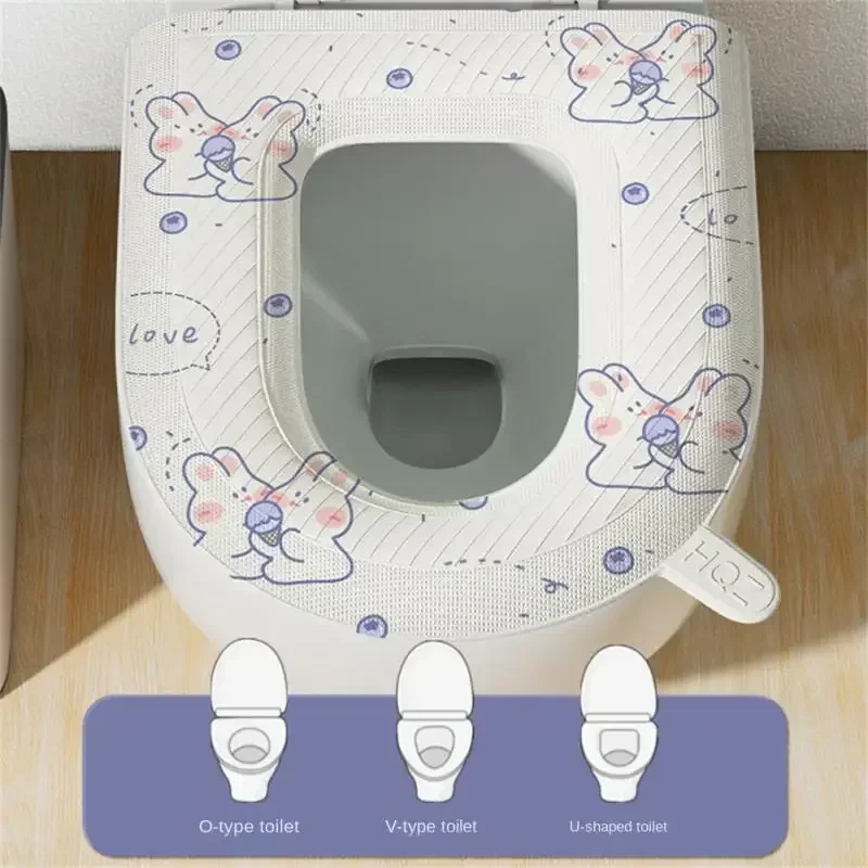 Washable Toilet Seat Cover Mat Waterproof Closestool Mat Seat Case O-shape Toilet Lid Pad Bidet Cover Bathroom Accessories