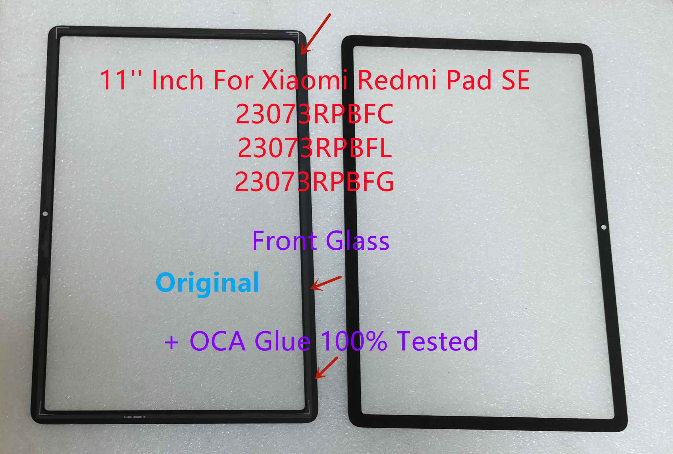 

11'' Inch For Xiaomi Redmi Pad SE 23073RPBFG 23073RPBFC 23073RPBFL Touch Screen Panel Tablet Front Glass + OCA Glue 100% Tested