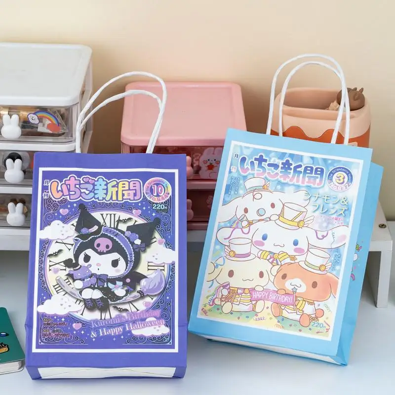 10PCS Kuromi Cinnamoroll Sanrio Kawaii Cartoon Anime Gift Bag Cute Kraft Paper Bag Shopping Bag My Melody Hello Kitty Tote Bag