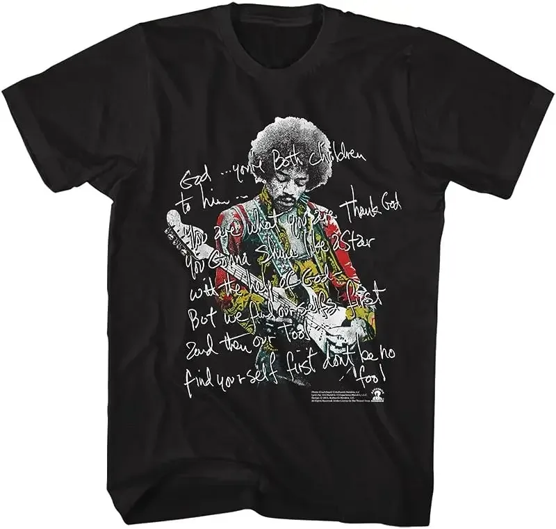 

Jimi Hendrix Psychedelic Rock T-shirt Unique Attitude Statement Electric Guitarist Loose Vintage Tee Trend Sense Cultural Symbol