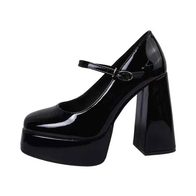 Zapatos de tacón con plataforma de diseñador para Mujer, zapatos con hebilla poco profunda a la moda, para fiesta de boda, primavera y otoño, 2025