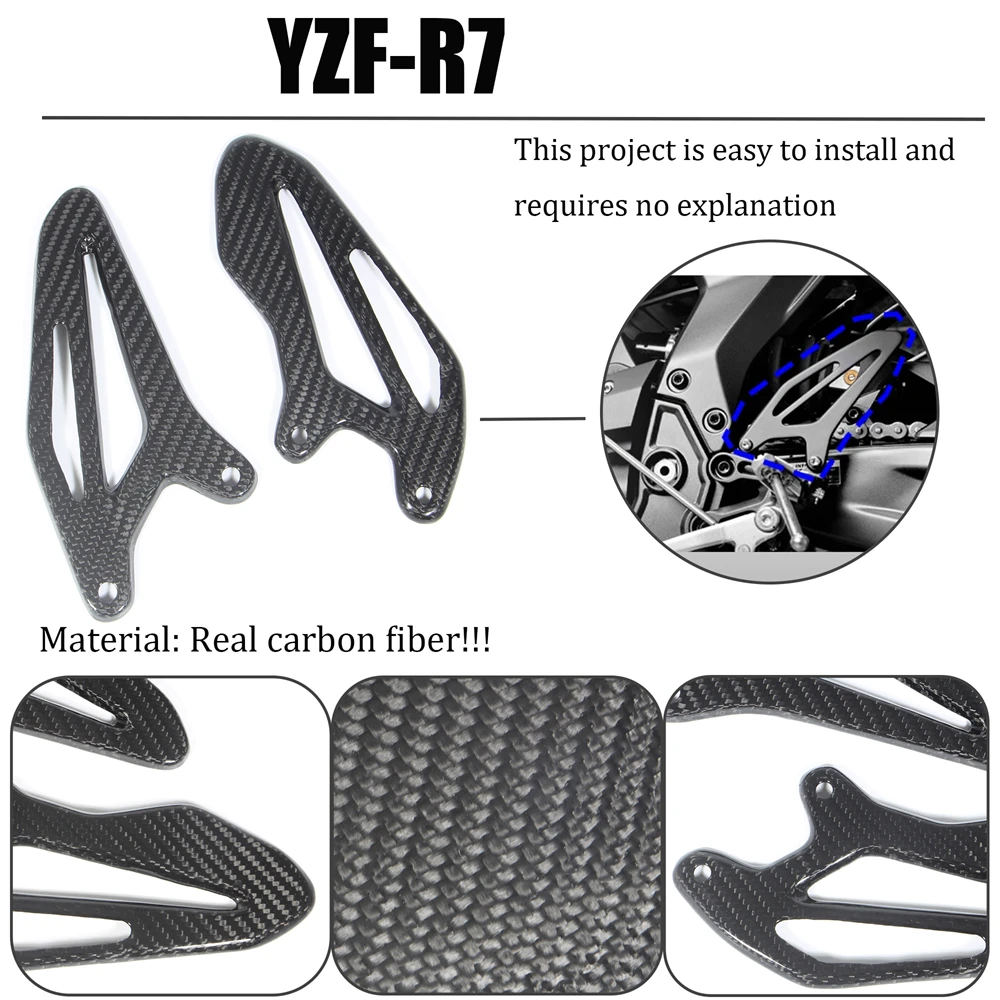 

For YAMAHA YZFR7 YZF-R7 2022 2023 Full 3k Carbon Fiber Motorcycle Accessories Heel Plates Footrests Guards Protectors Fairings