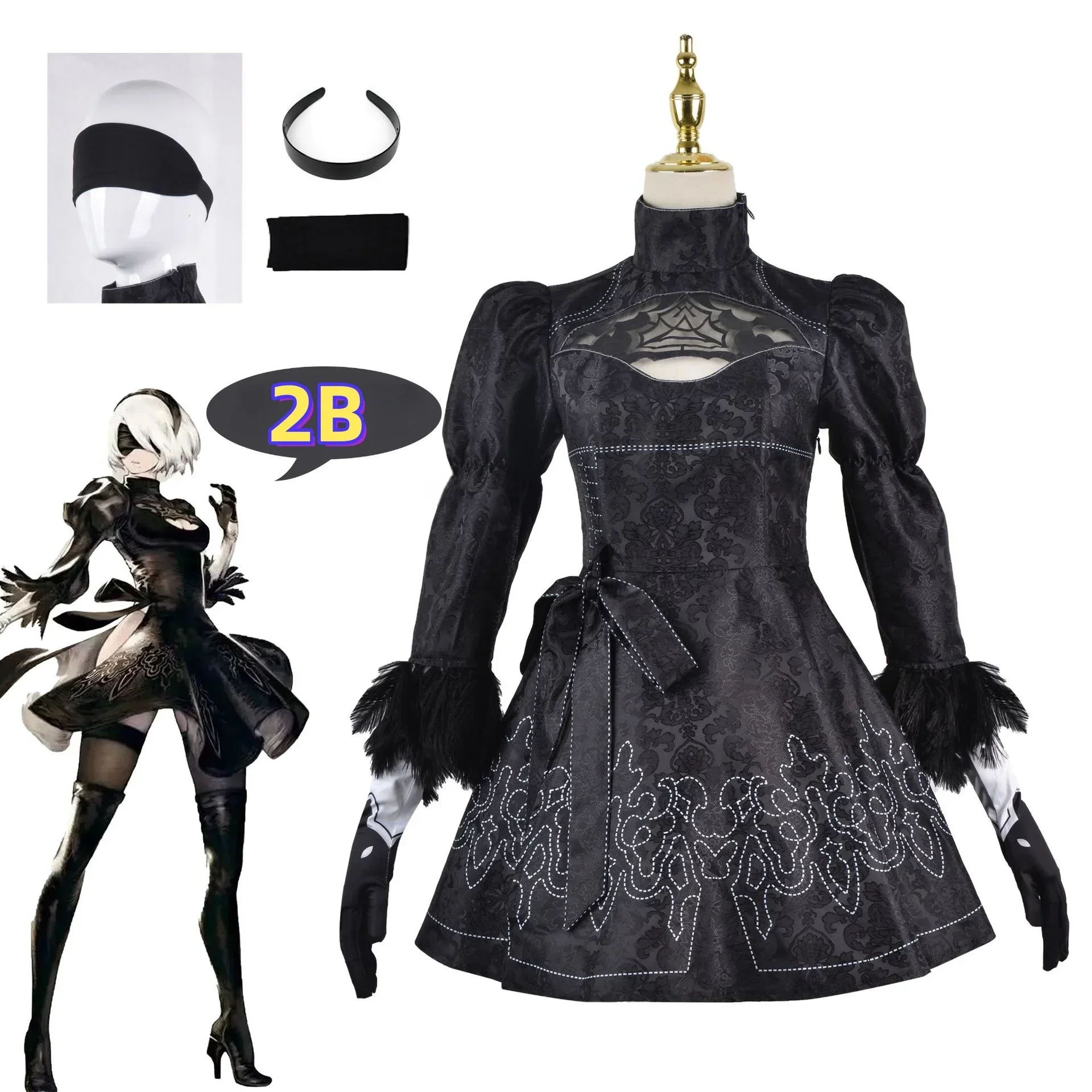 Nier AutomMiCosplay Costume pour femme, tenue sexy, jeux imbibés, ply Play Costumes pour filles, fête d'Halloween, robe de paupières, SARL ha 2B