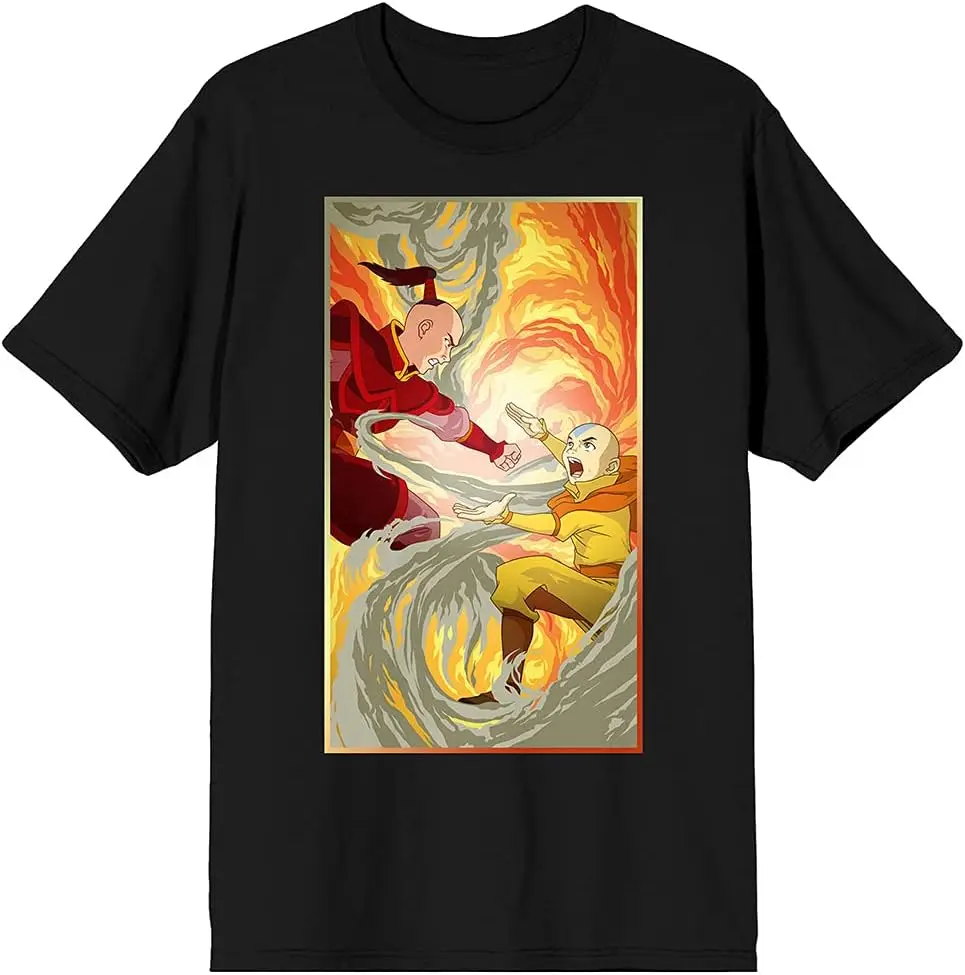 Avatar The Last Airbender Aang and Zuko Fighting Black Graphic Tee