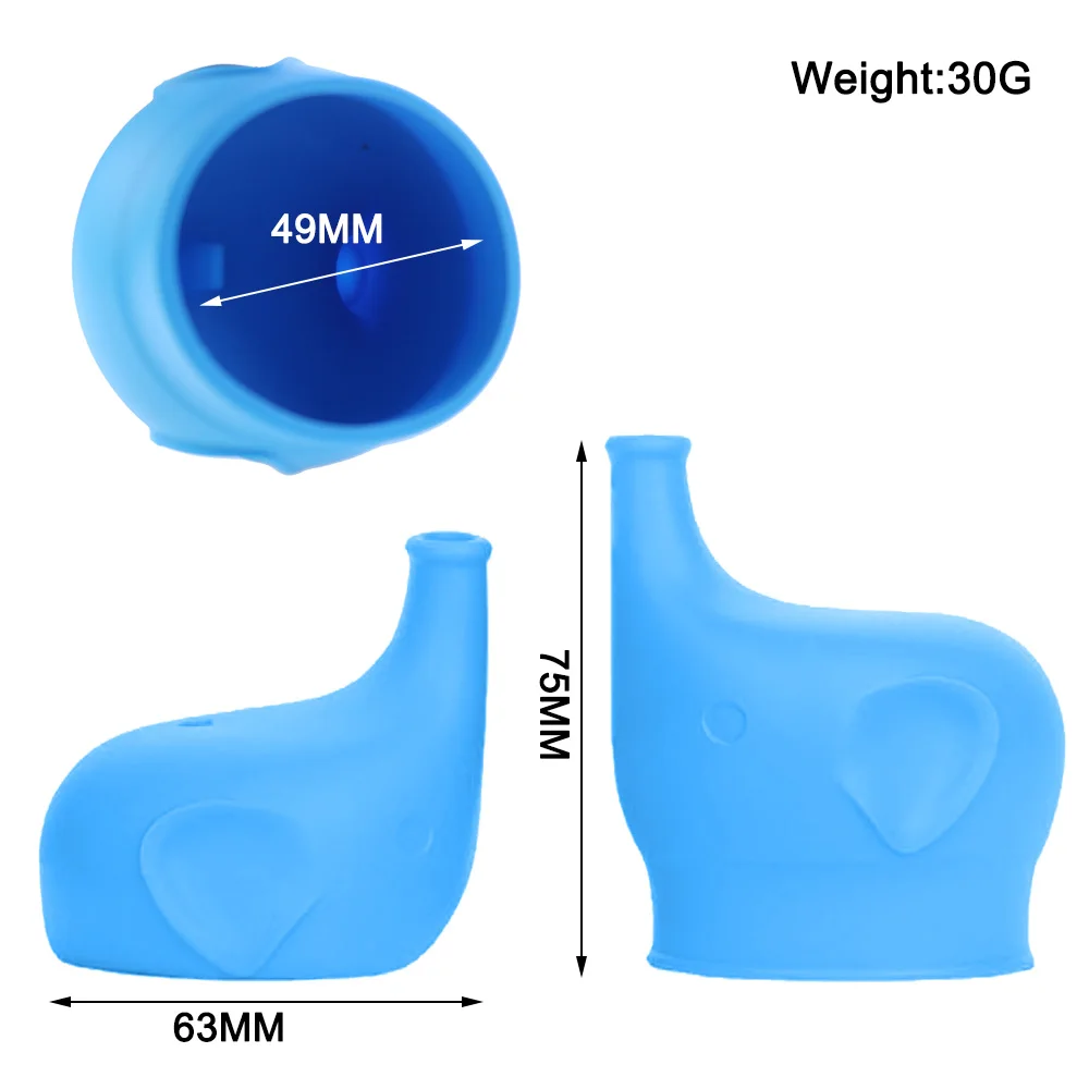 1Pc 30G Elephant-Shaped Soft Silicone Cup Mouth Cover For Children Training Suction Cup Drink Bottle Spill-proof Cap Nozzle