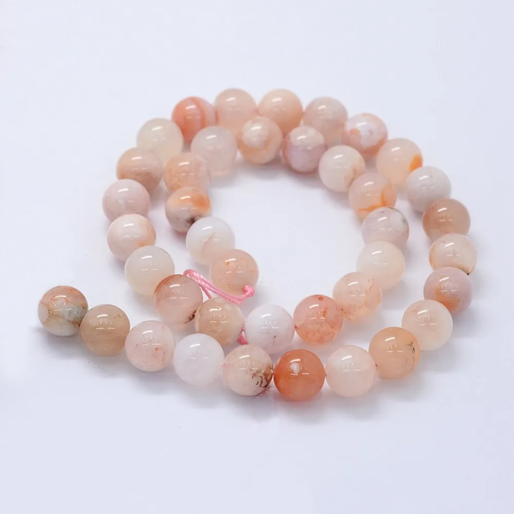 PandaHall 1 Strang Natürliche Kirschblüten-Achat Runde Perlen, Verschiedene Größen 10mm 12mm 14mm für Halsketten Armbänder Schmuckherstellung – Detail 11