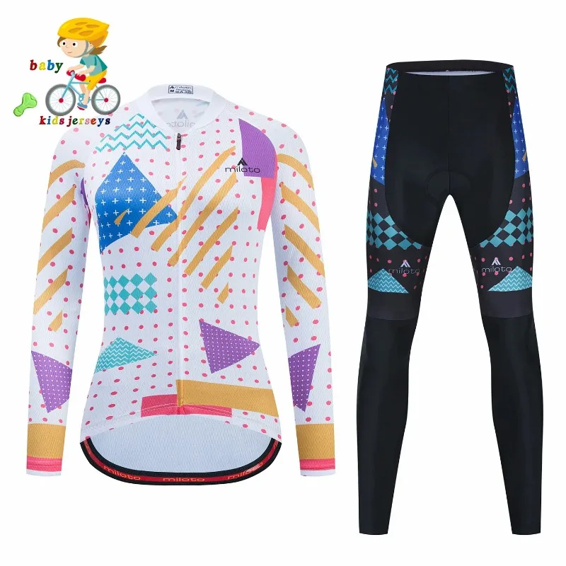 High Quality 2024 NEW Children\'s Cycling Clothing Summer Kids Jersey Set Biking Long sleeves Clothes Suit MTB Kids Cycling Wear