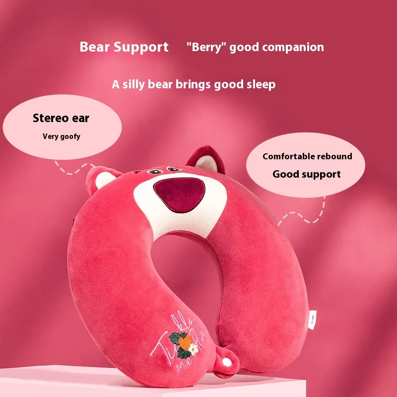 Miniso Strawberry Bear Series Memory Cotton Comfort U-Shaped Pillow Kuromi Neck Protector Neck Travel Portable Pillow Nap