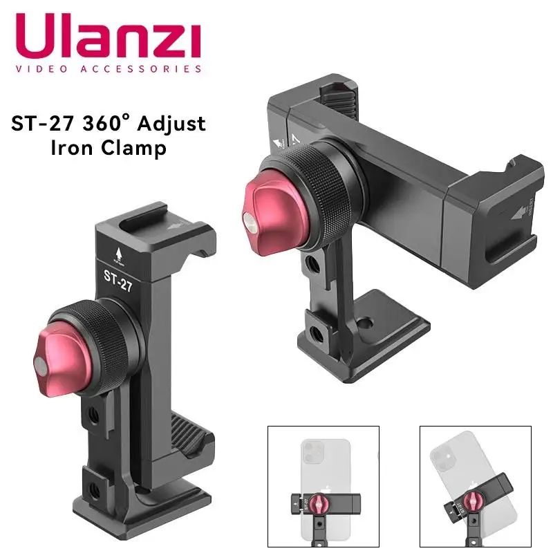 Ulanzi ST-27 Iron Man IV Phone Holder Metal Phone Mount With Cold Shoe Support Horizontal and vertical Shoot for Smartphone