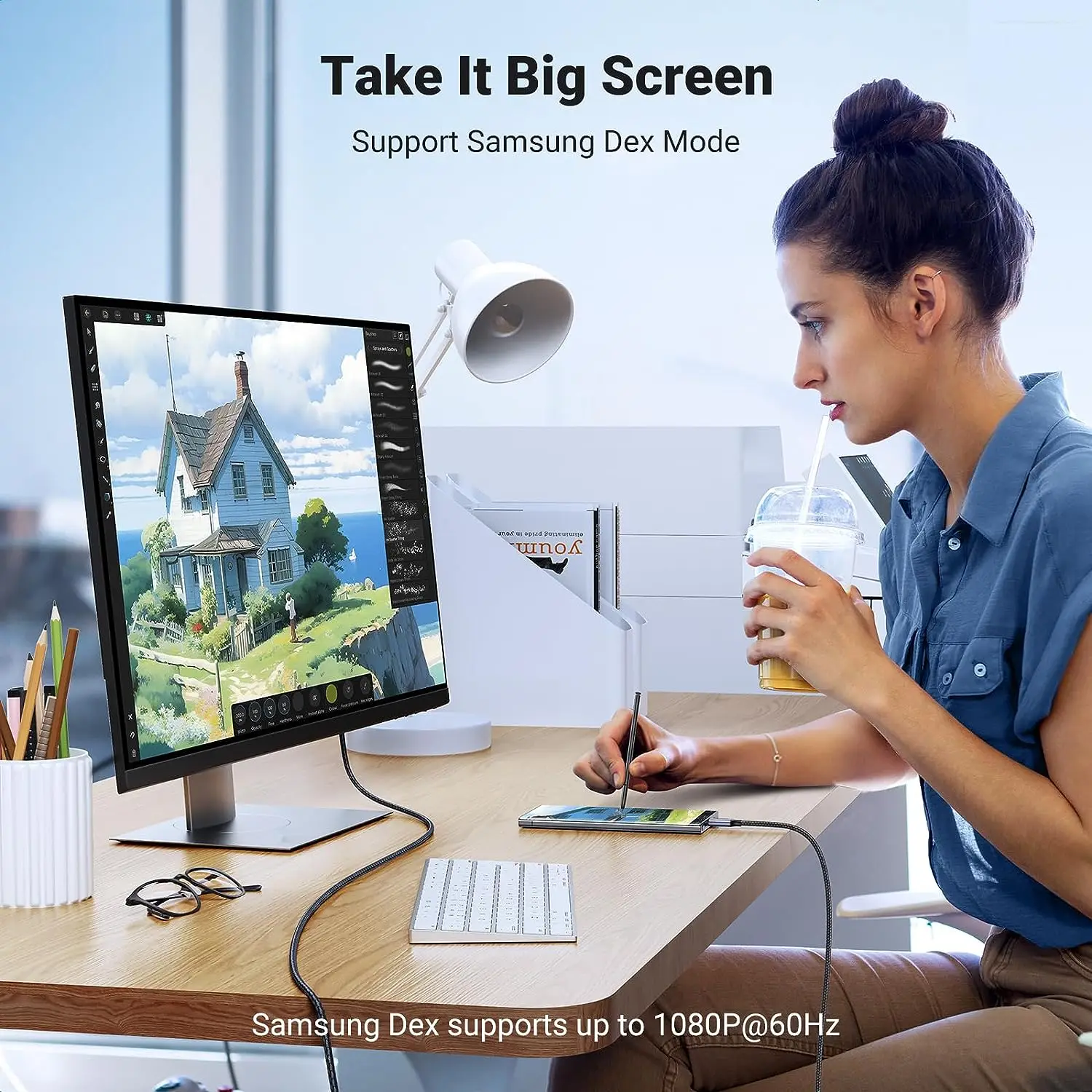 كابل UGREEN USB C إلى HD-MI 2.1 8K@60 هرتز 4K@240 هرتز 1.5 متر من النوع C إلى HD-MI سلك فائق السرعة HDR HDCP 2.3 Thunderbolt 4/3