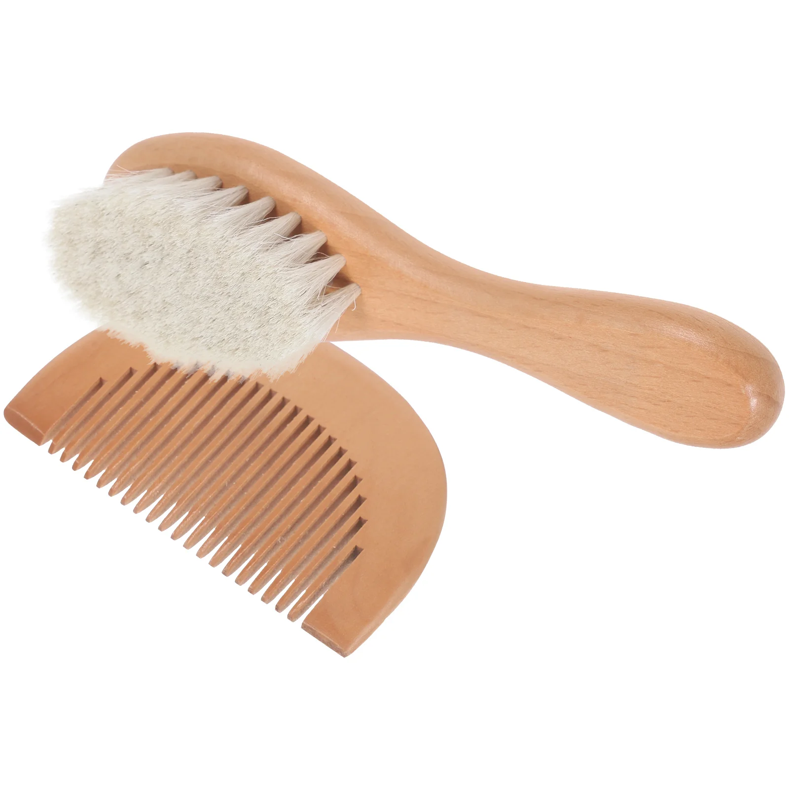 

2Pcs Baby Comb and Brush Set Wooden Hair Detangler Scalp Stimulator Safe for Sensitive Skin Bathing Brush for Daily Use