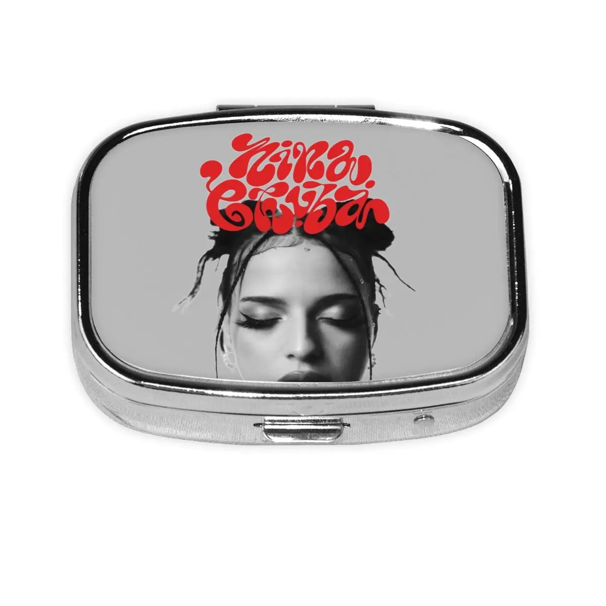 Ninas chubas caixa de comprimidos quadrada 2 grades dispensador de comprimidos moda pop música cantor gráfico portátil caixa de armazenamento de medicamentos recipiente