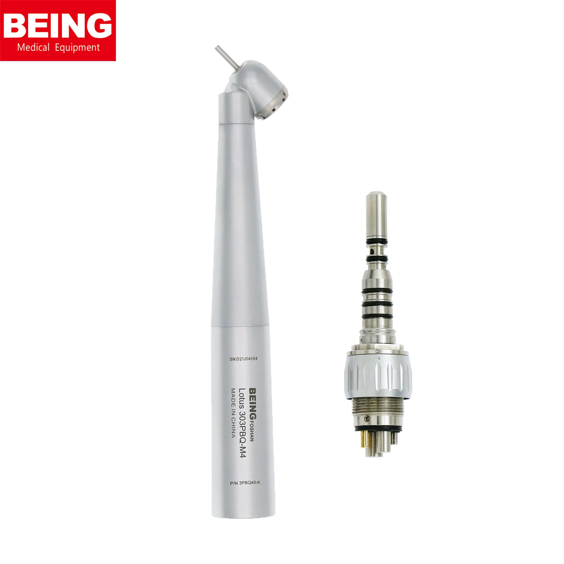 

BEING Dental Surgical 45 Degree Push button Fiber Optic Turbine Handpiece LED Quick Coupling fit KAVO MULTIflex