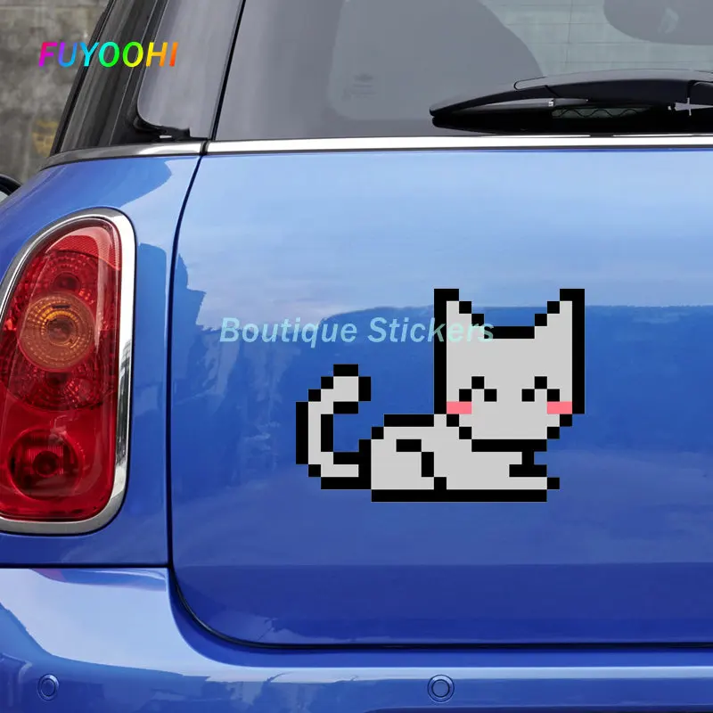 FUYOOHI Play Stickers for Cat Car Stickers JDM Anime Occlusion Scratch Decal Sunscreen Bumper Pixel Style Car Accessories