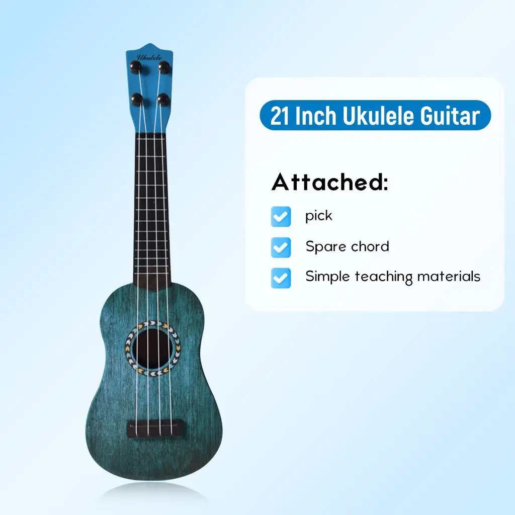 Ukulele Guitar Early Learning Education Simulation Adjustable Strings Musical Instrument Toy for Beginners Kids Children