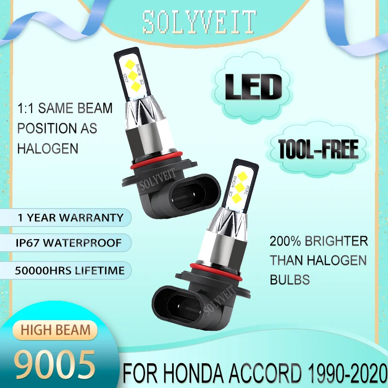 

Easy Installation Shockproof Build LED Hi Beam For Honda Accord 1990 1991 1992 1993 1994 1995 1996 1997 1998 1999 2000 2001-2020