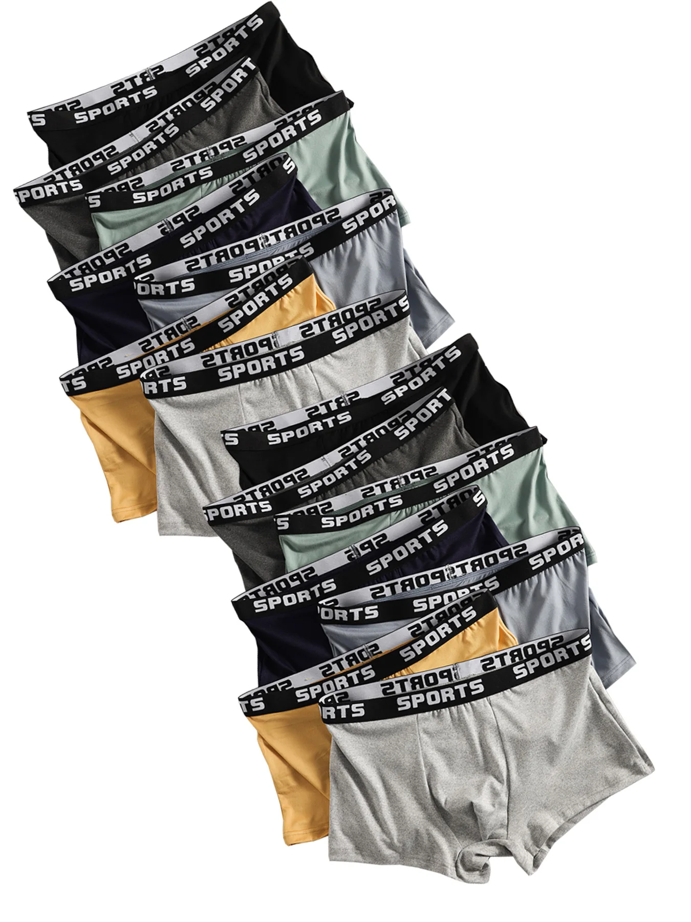 14 PCS Sporty Wide-Brimmed Waist Men's Underwear, Soft and Breathable, Straight-Leg Pants, Multi-Color Combination Set