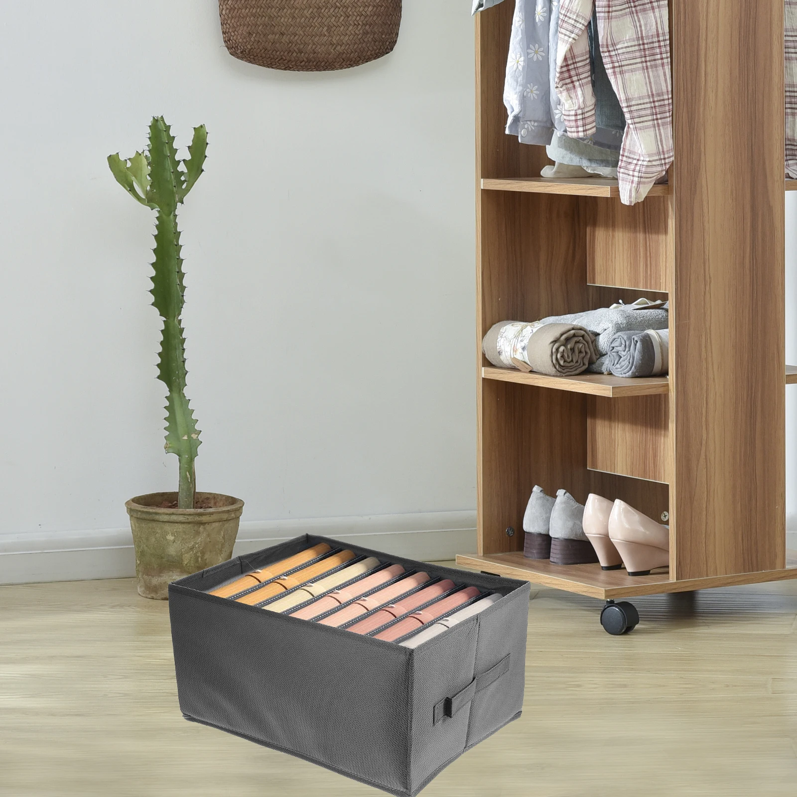 

Multi Compartment Storage Box PP Material Closet T-shirt Sock Underwear Wardrobe Multi-grid Household Clothes Organizer