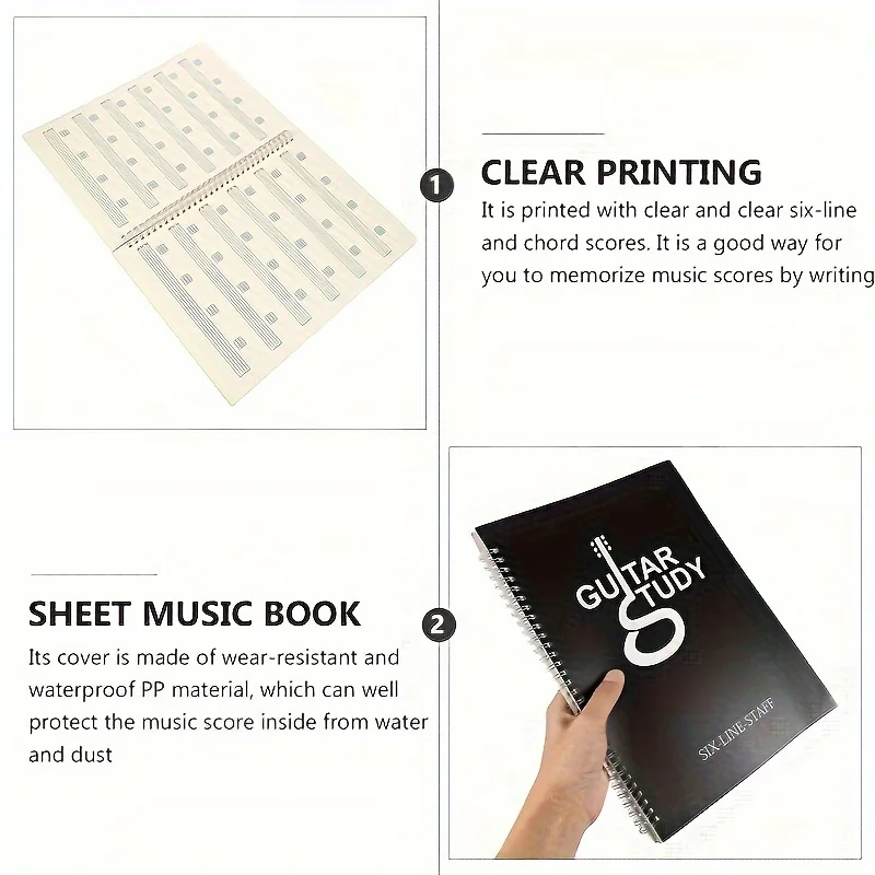 Memory Tab Note Notebook Guitar Chord Six-Line Music Large Guitarist Supplies Score Portable Coil Work New Guitar Score Notebook