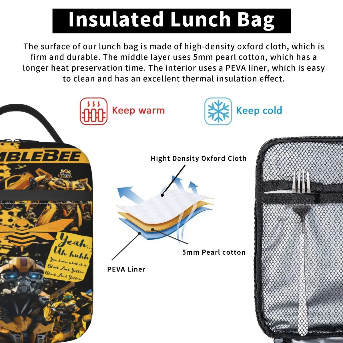 Transformers Merch Insulated Lunch Bags For Office Food Storage Bag Reusable Cooler Thermal Lunch Box