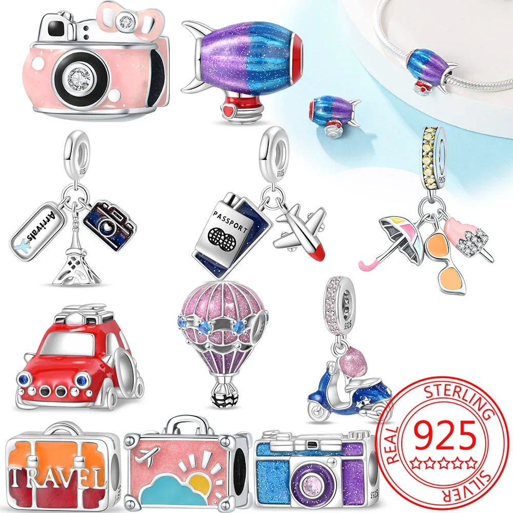 

Fall Tour 925 Sterling Silver Hot Air Balloon Camera Charm Beads Fit Pandora Bracelet Charm Original for Women DIYJewelry Making