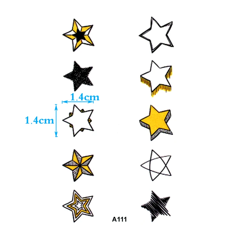 Small Color Star Waterproof Temporary Tattoo For Women Body Art Flash Tattoo Stickers Cuckold Henna Sleeves Tatoo Sticker