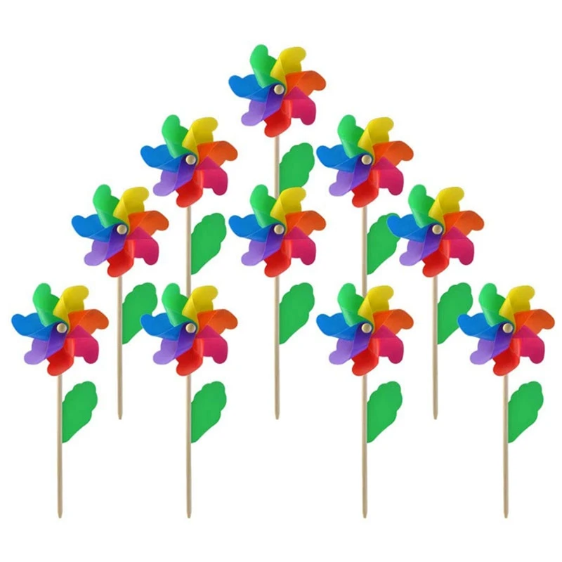 10 pezzi girandola in legno, girandola per feste con mulino a vento Set di girandola fai da te per bambini giocattolo giardino prato decorazioni per feste