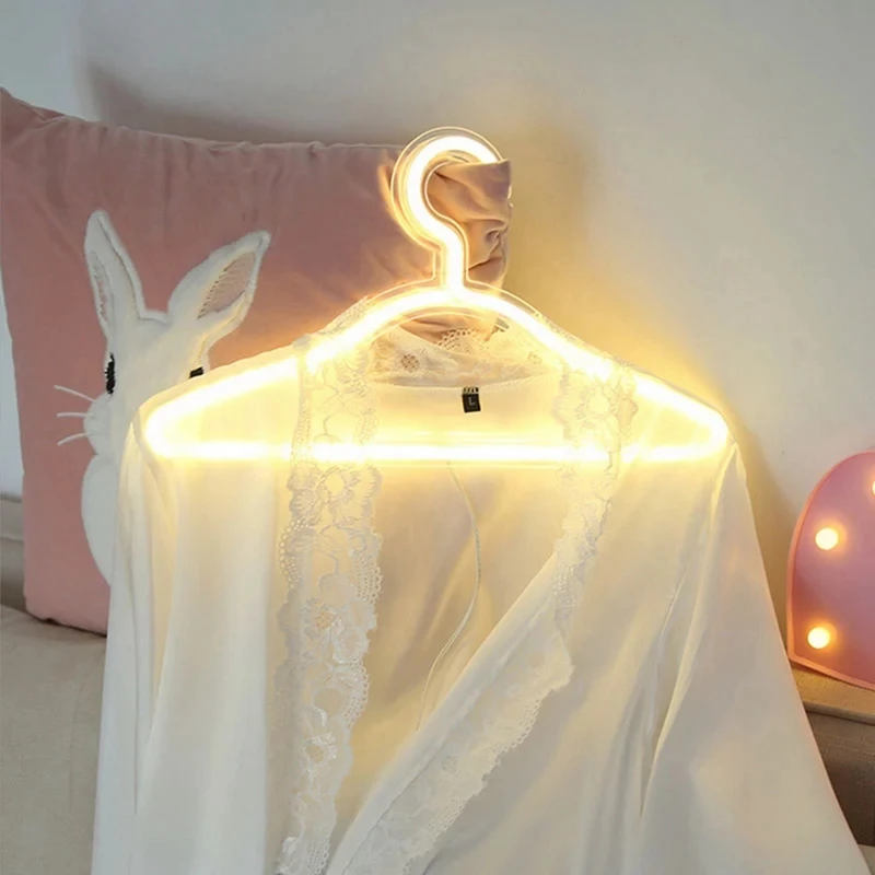 LED Light Clothes Stand USB Powered Hanger Night Lamp For Bedroom Home Wedding Clothing Art Wall Decor