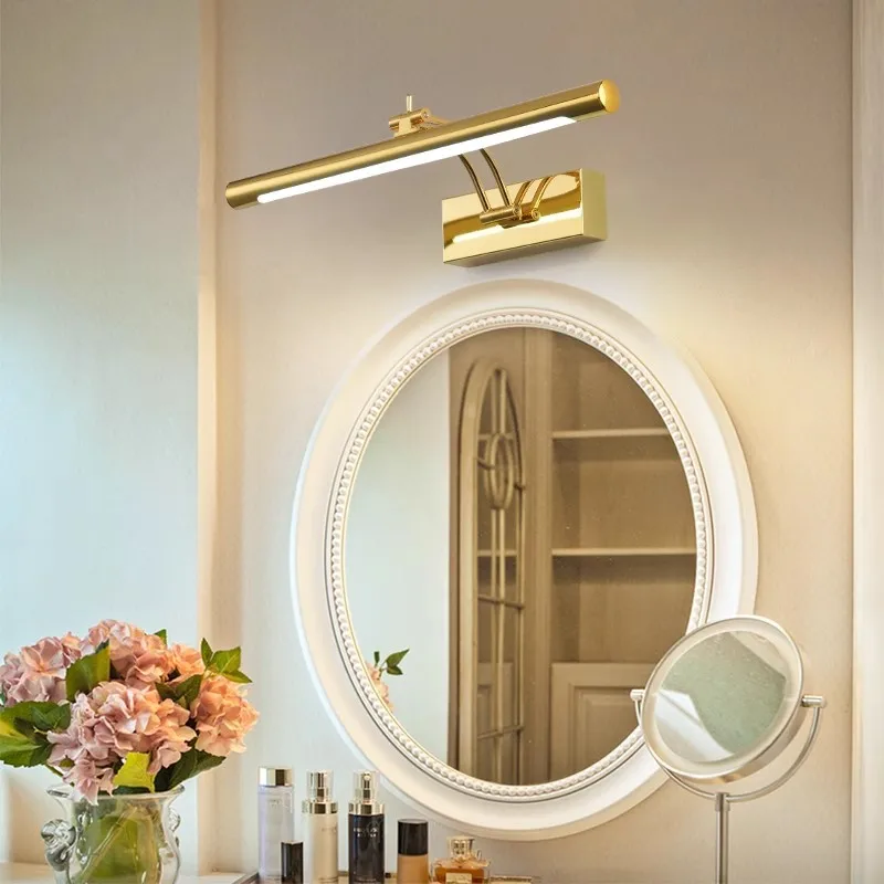 Modern Simple Bathroom Stainless Steel Anti-fog Wall Lamp Makeup Mirror Mirror Cabinet Retractable Folding Fill Light Lamp