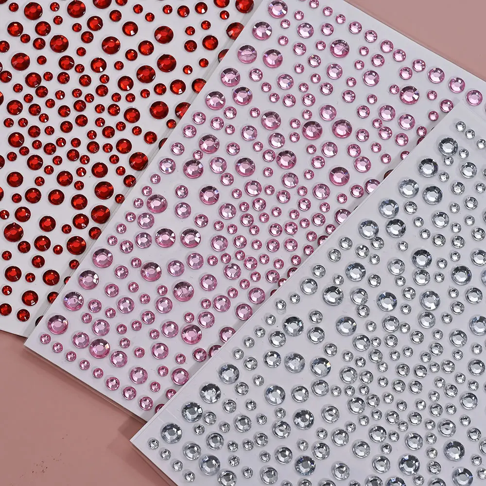 3/4/5 مللي متر مزيج الوردي الماس الوجه العين الجسم الراين ملصقات 10*16 سنتيمتر ذاتية اللصق بريق الأحجار الكريمة الوشم الشارات مهرجان الحفلات #4