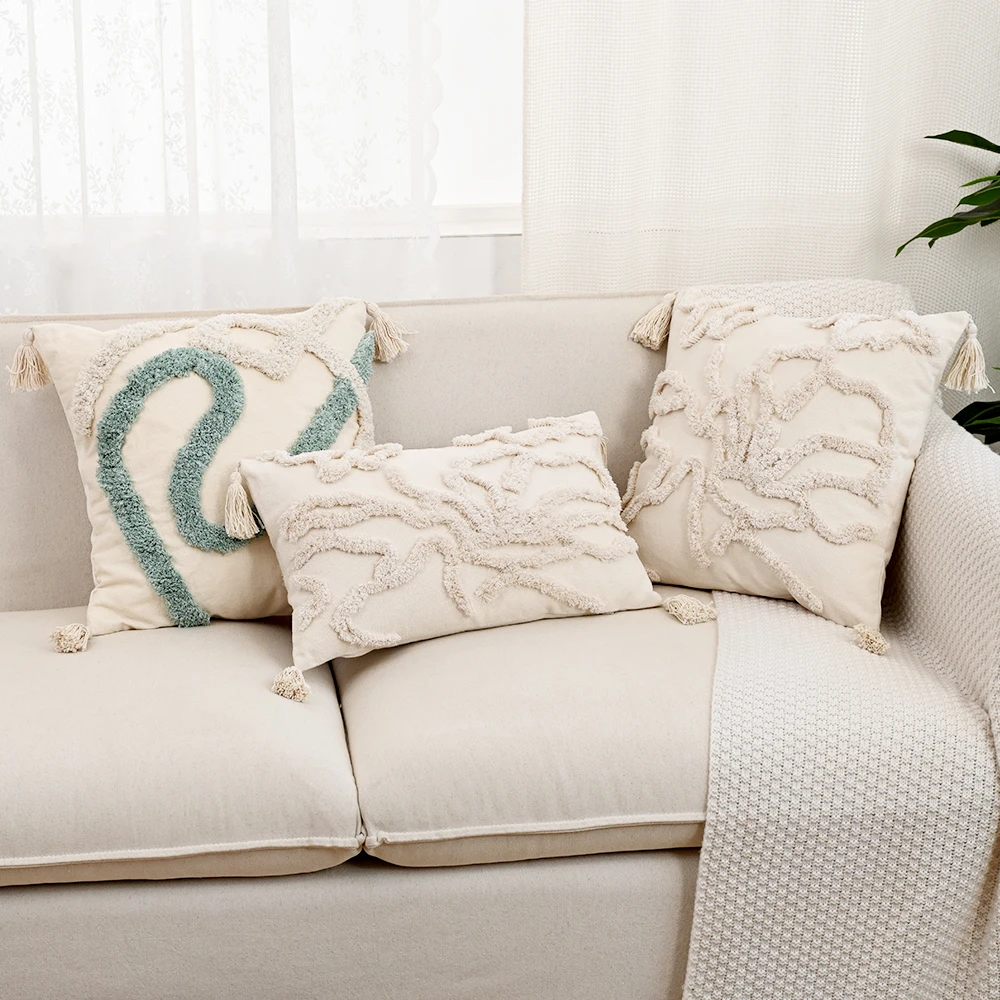 BUYNOW-funda de almohada de línea capitoné, funda de cojín idílica Retro minimalista para sala de estar, decoración del hogar, dormitorio y coche, cojines para sala