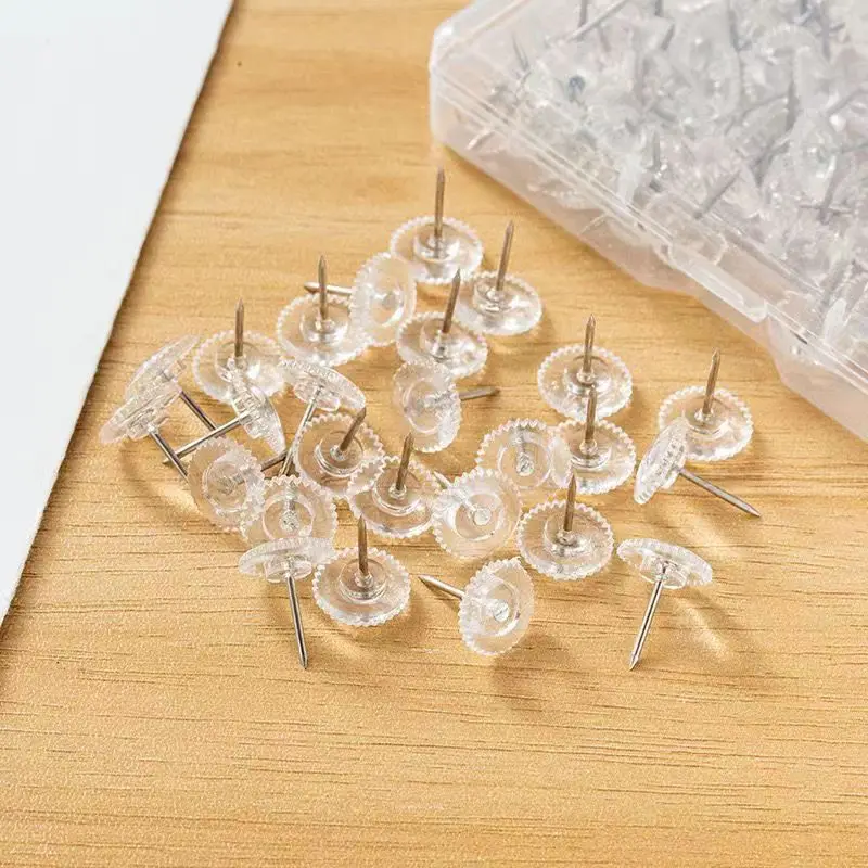 코르크 보드용 기어 모양 푸시 핀, 플랫 헤드 맵 핀, 클리어 푸시 핀, 100 개